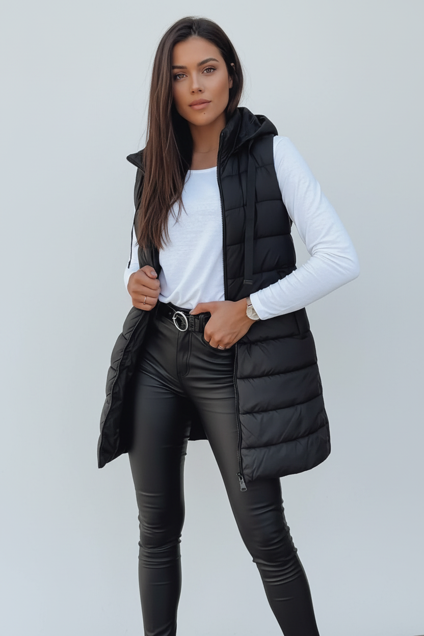 Kaira – Casualowa bezrękawna kamizelka puchowa z kapturem