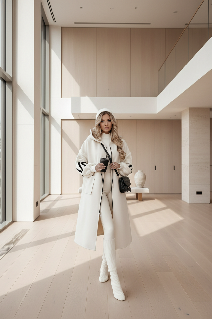 Jolanta | Elegancki Płaszcz z Kapturem