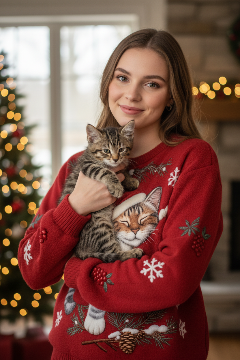 Świąteczny Sweter z Kotem™