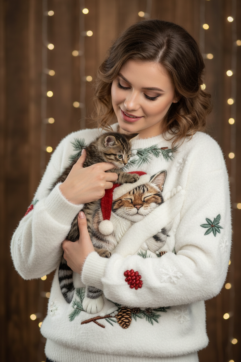 Świąteczny Sweter z Kotem™