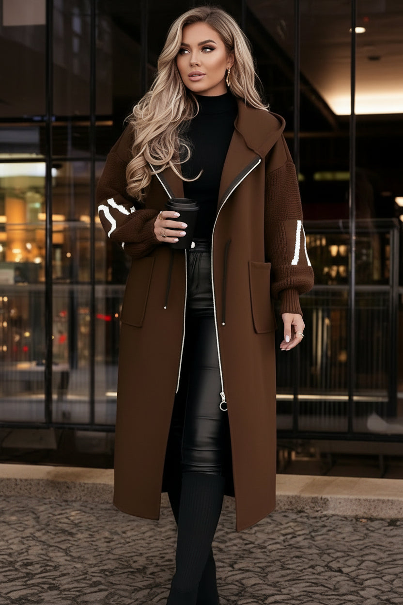 Jolanta | Elegancki Płaszcz z Kapturem