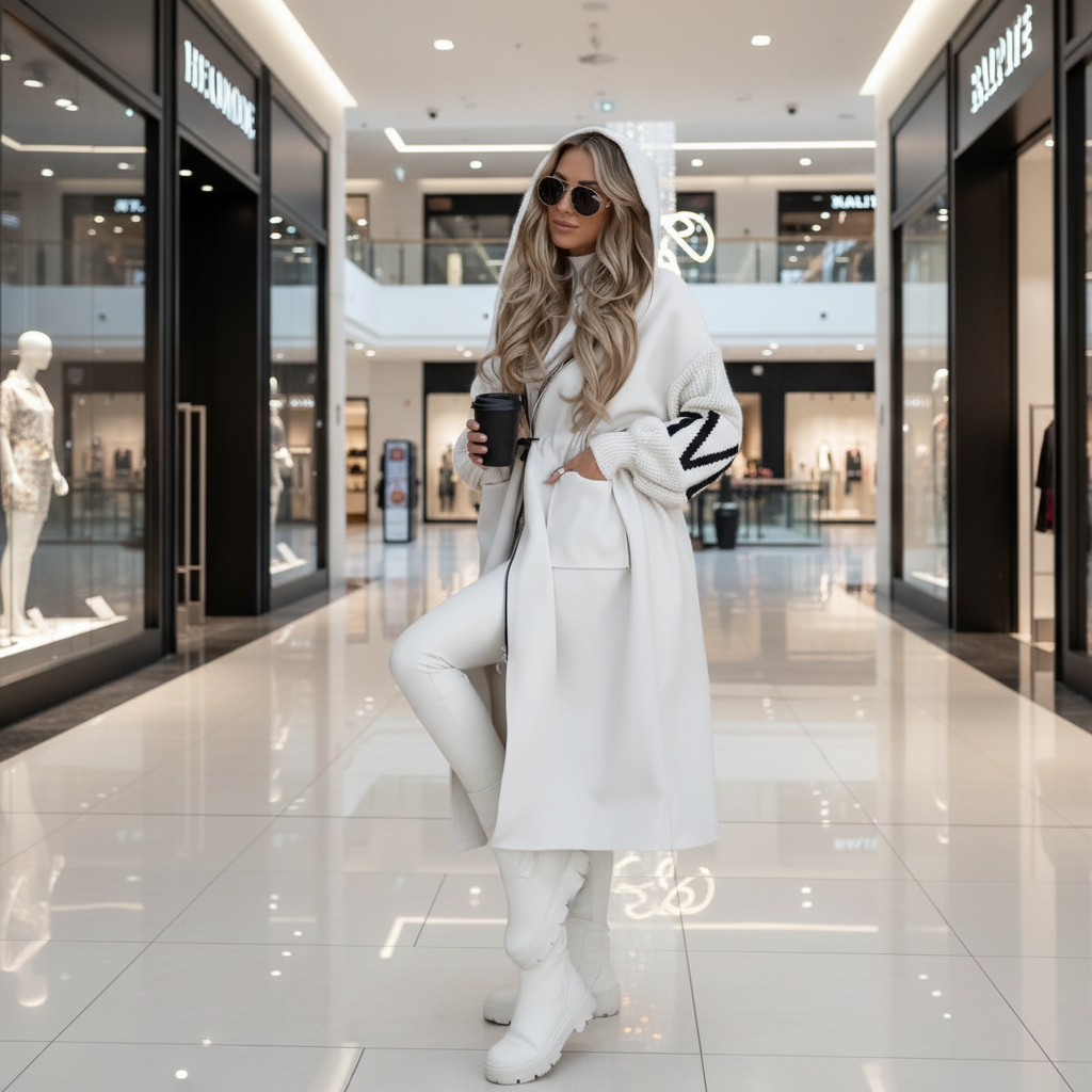 Jolanta | Elegancki Płaszcz z Kapturem